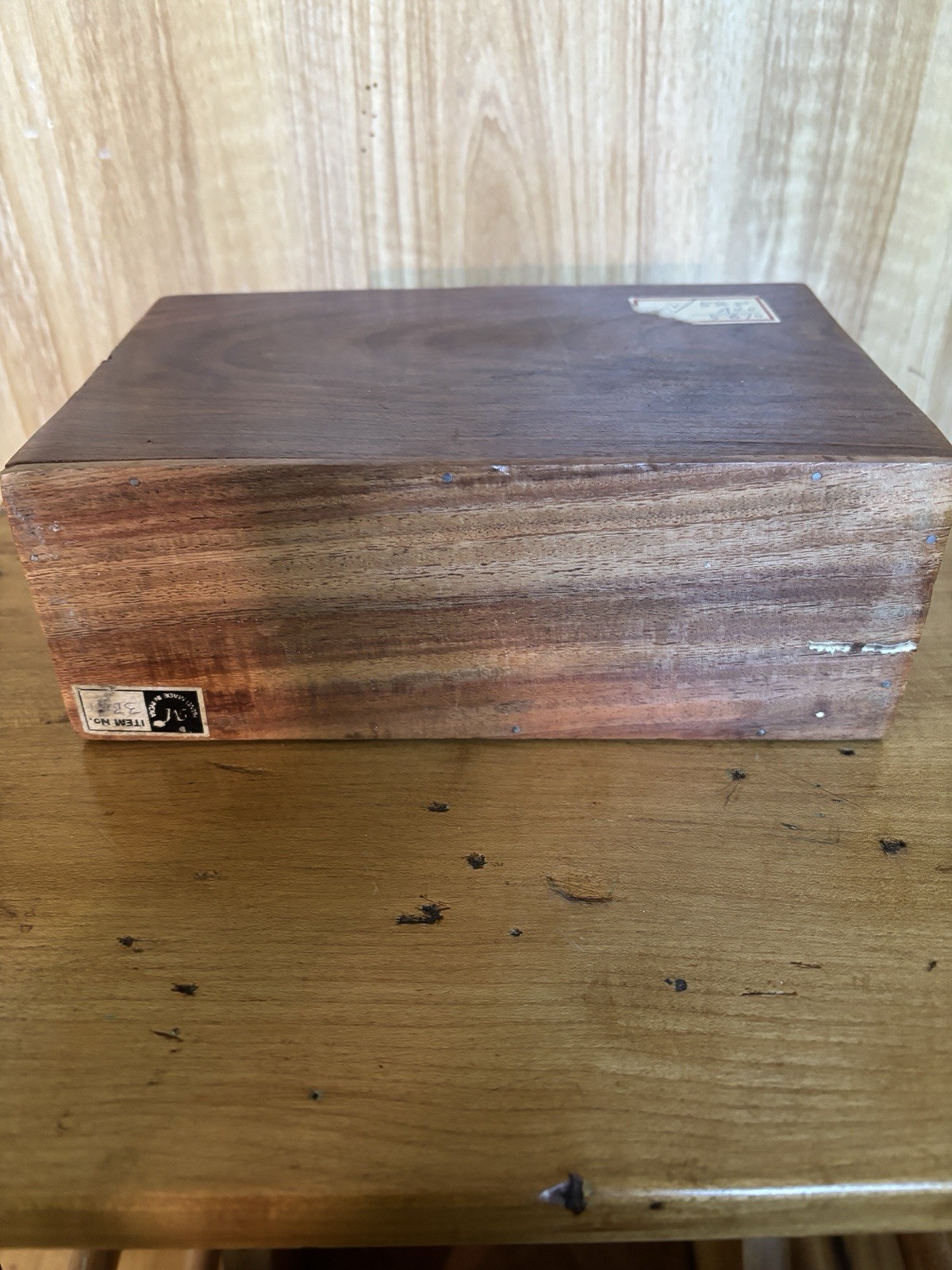 Vintage Handcrafted Rosewood Letter Holder Inlaid Brass Ivy Leaf Desk Organizer