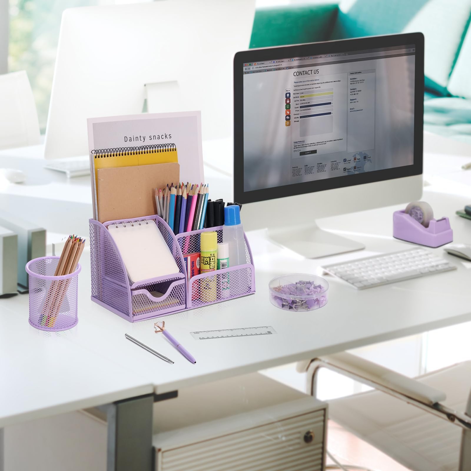 13-in-1 Office Desk Organizer Set with Stapler and Tape Dispenser, Pen Holder…