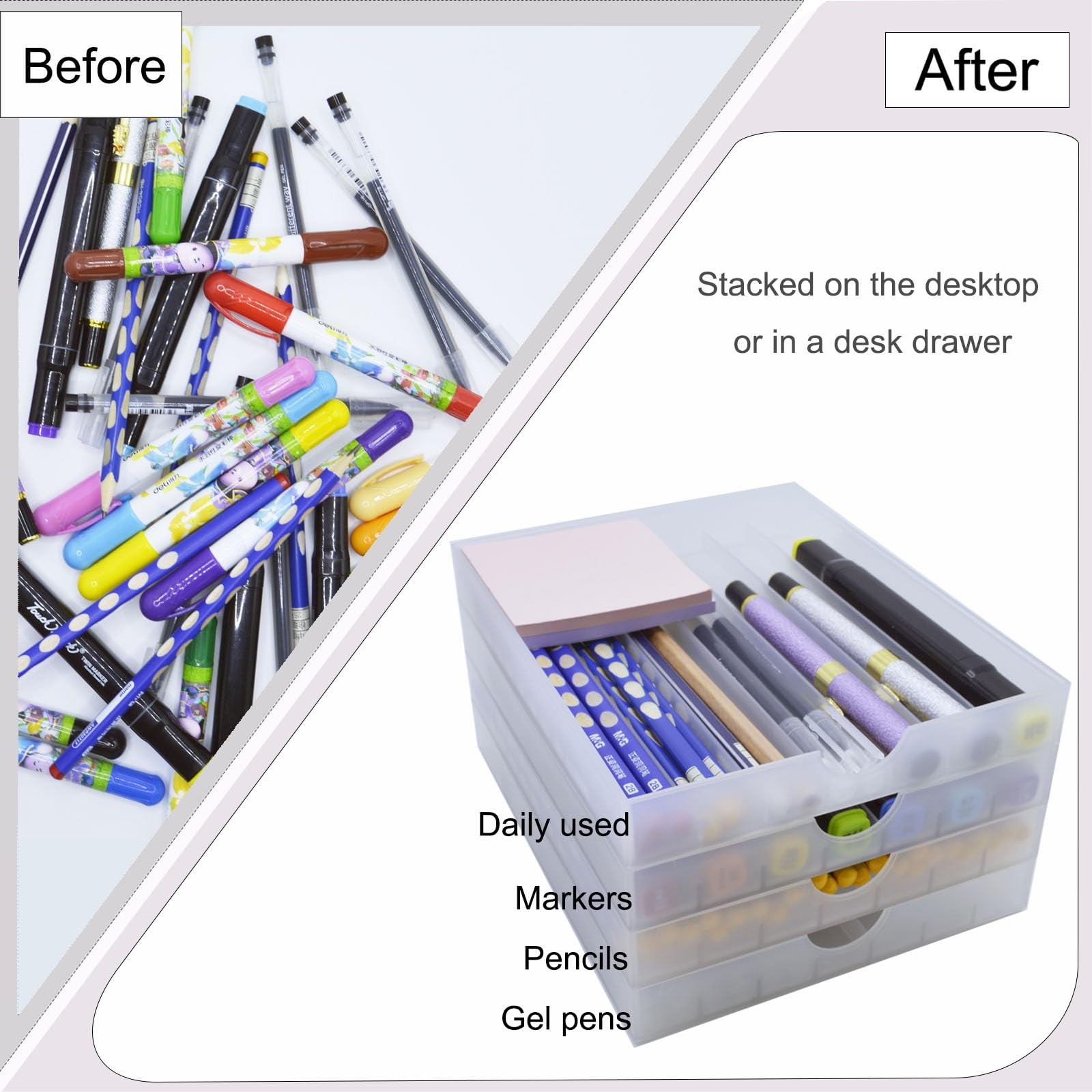 Desk Drawer Organizer, Pen Holder Tray Pen Storage with Fountain Pen, Pencil,…