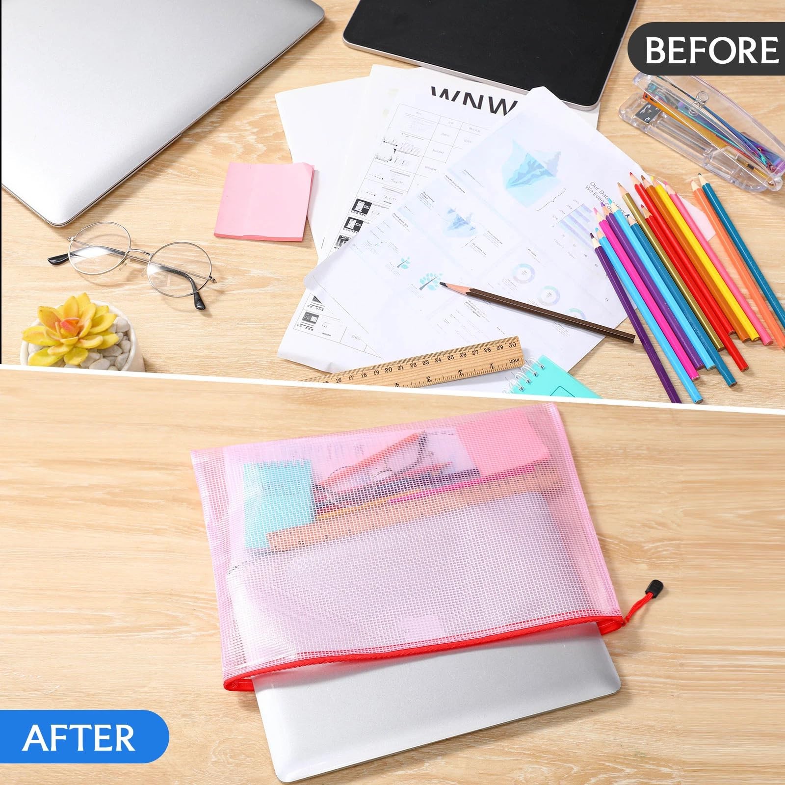 Zhehao 100 Pcs B4 Mesh Zipper Pouch Bag Bulk Mesh Pouch Zipper Waterproof Clear