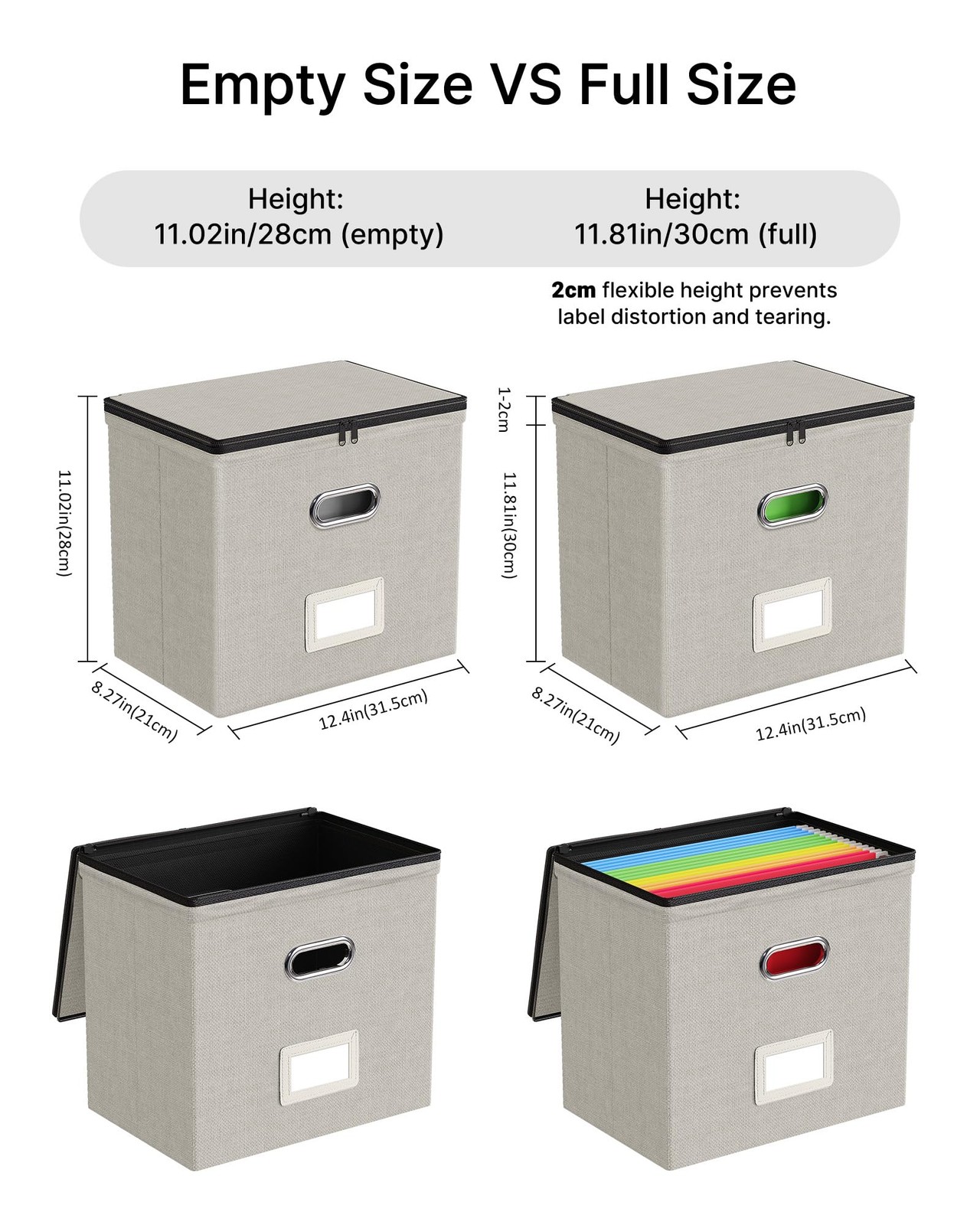 Oterri File Organizer Boxes with Lids, Small-1 Pack Without Folders, Beige