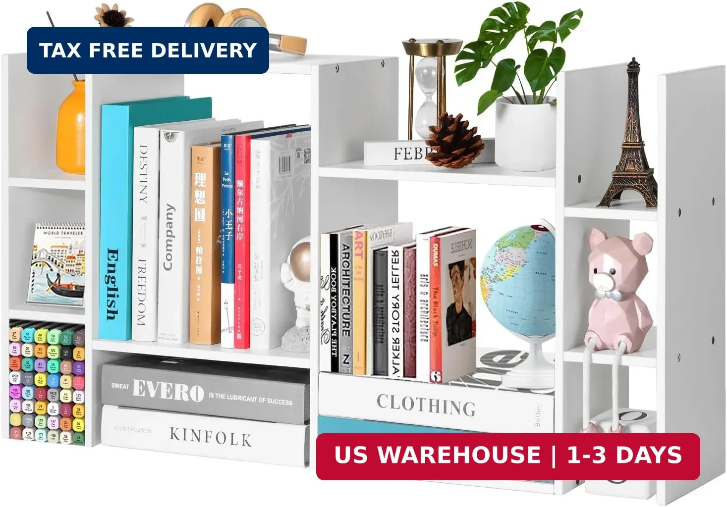 YIGANG Desk Shelf Organizer, 3-Tier Desktop Bookshelf for Computer Desk, Small T
