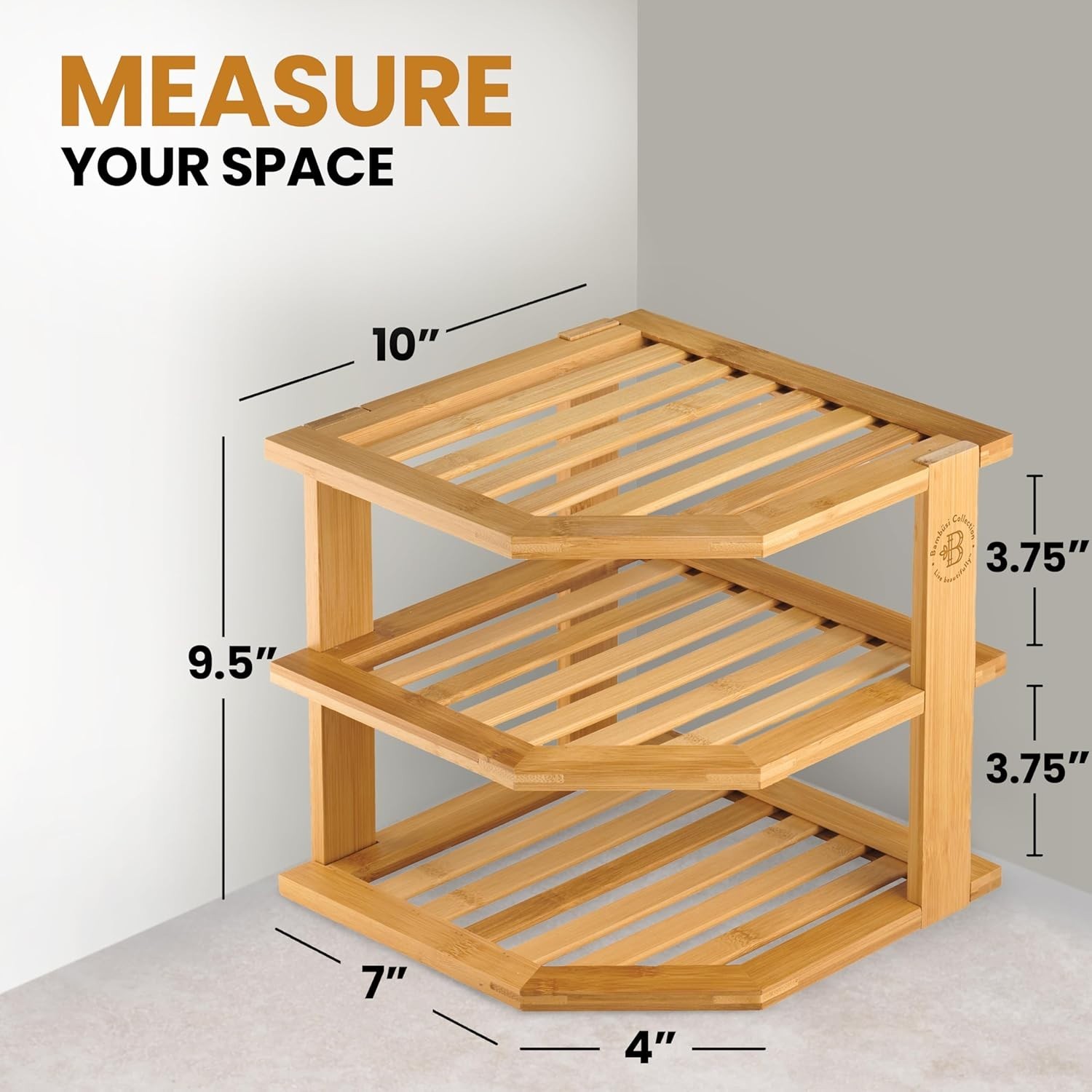 Bamboo Corner Shelf Cabinet Organizer