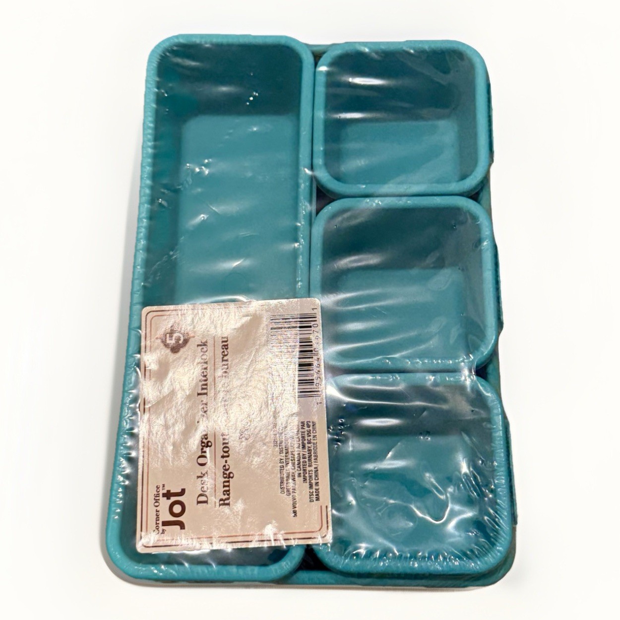 NEW by JOT, DESK ORGANIZER INTERLOCK 5 PIECES PLASTIC TEAL GREEN