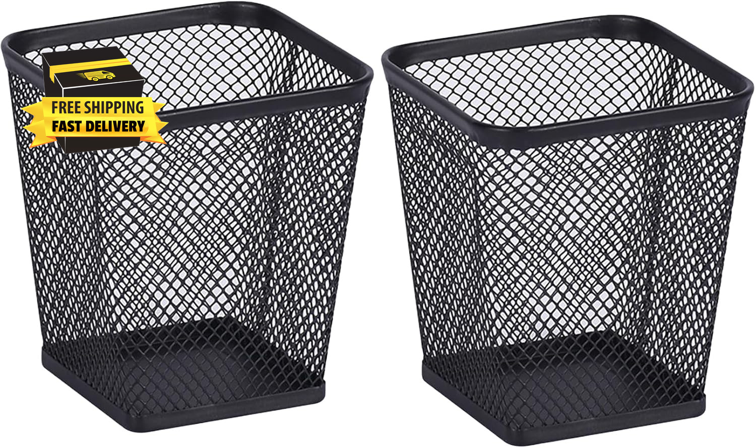 Pen Holders 2 Pack Square Pencil Containers Metal Mesh Desk Pencil Cups Utensil