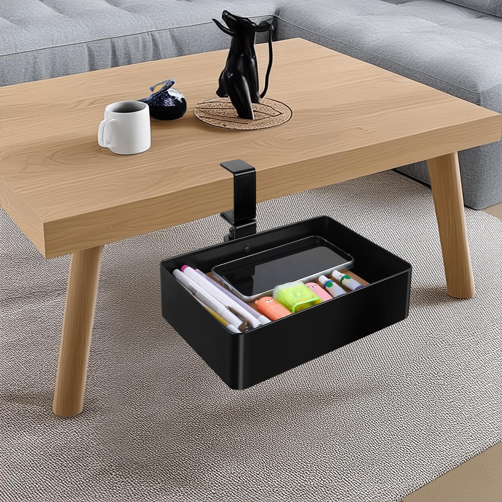 Tolare Under Desk Metal Drawer, Drawer Organizer, 360° Black