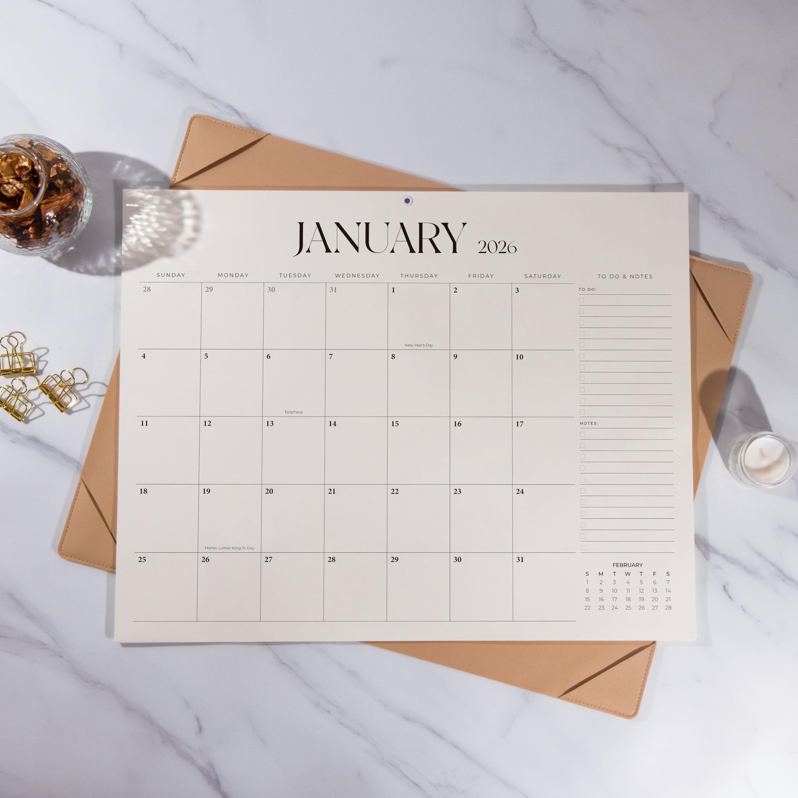 Simplified Desk Calendar 2026-2027 with Desktop Mat, Large Desk Pad Calendar fro
