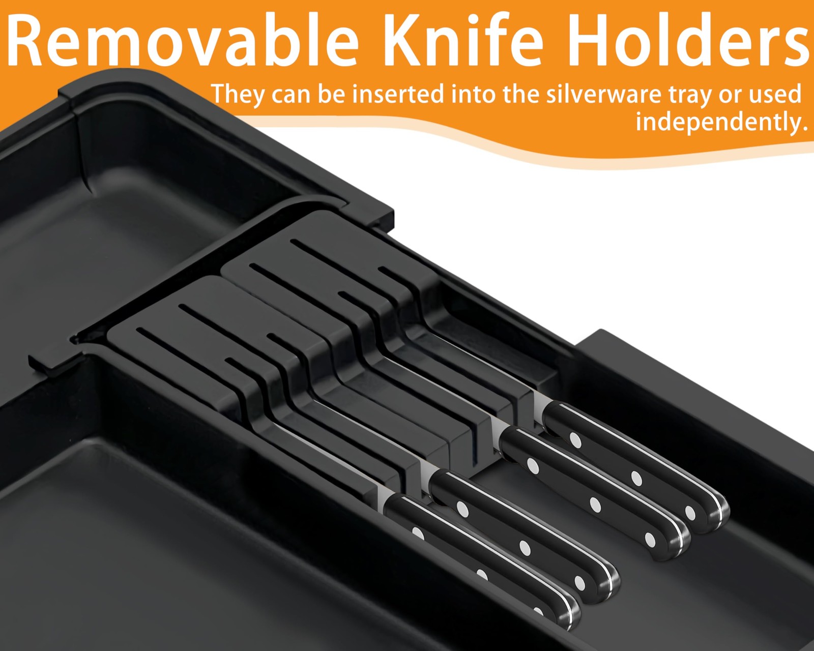 Large Utensil Drawer Organizer for Kitchen, Expandable Silverware Black