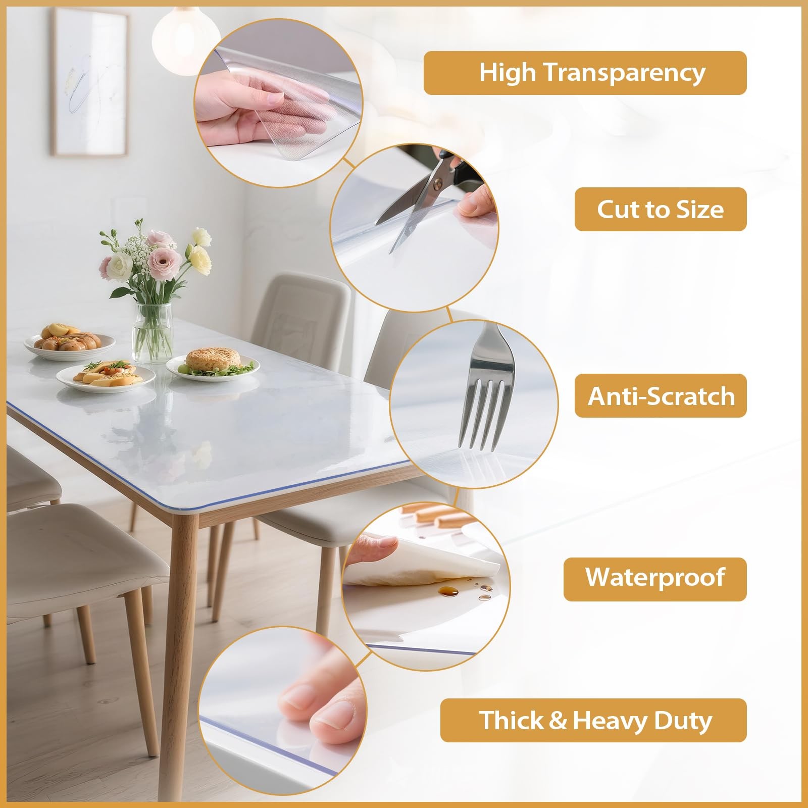 Prosperjoychant Frosted Table Protector 40 X 80 Inch 1.4Mm Thick Waterproof Pvc