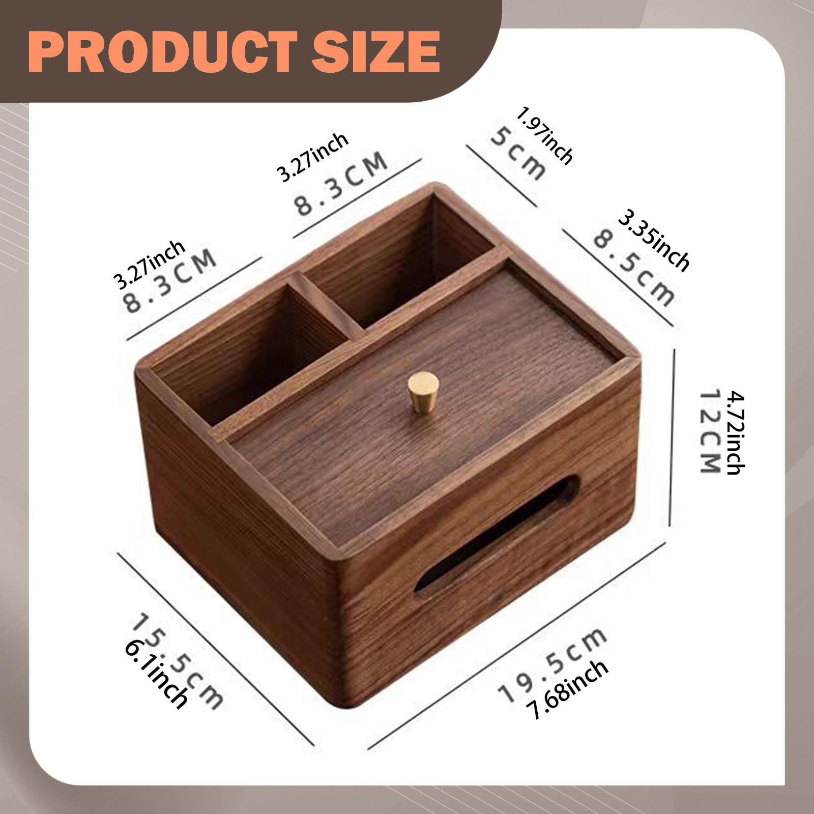 Tissue Box Cover Desk Organizer Wooden Rectangle Bedroom Home Office for Glasses