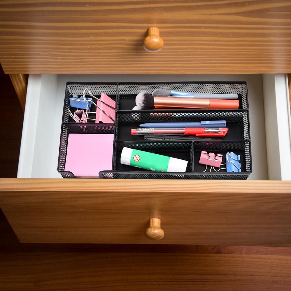 Loyanger Desk Drawer Organizer, Office Metal Mesh Divider Black