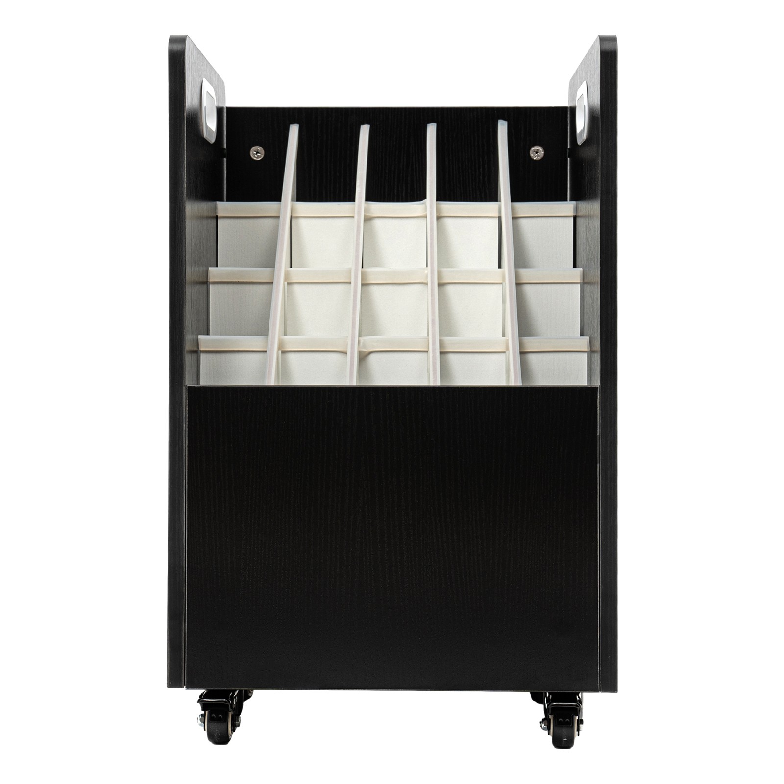20-Slot Mobile Rolling Blueprint Roll File Cart Modern Document Organizer Black
