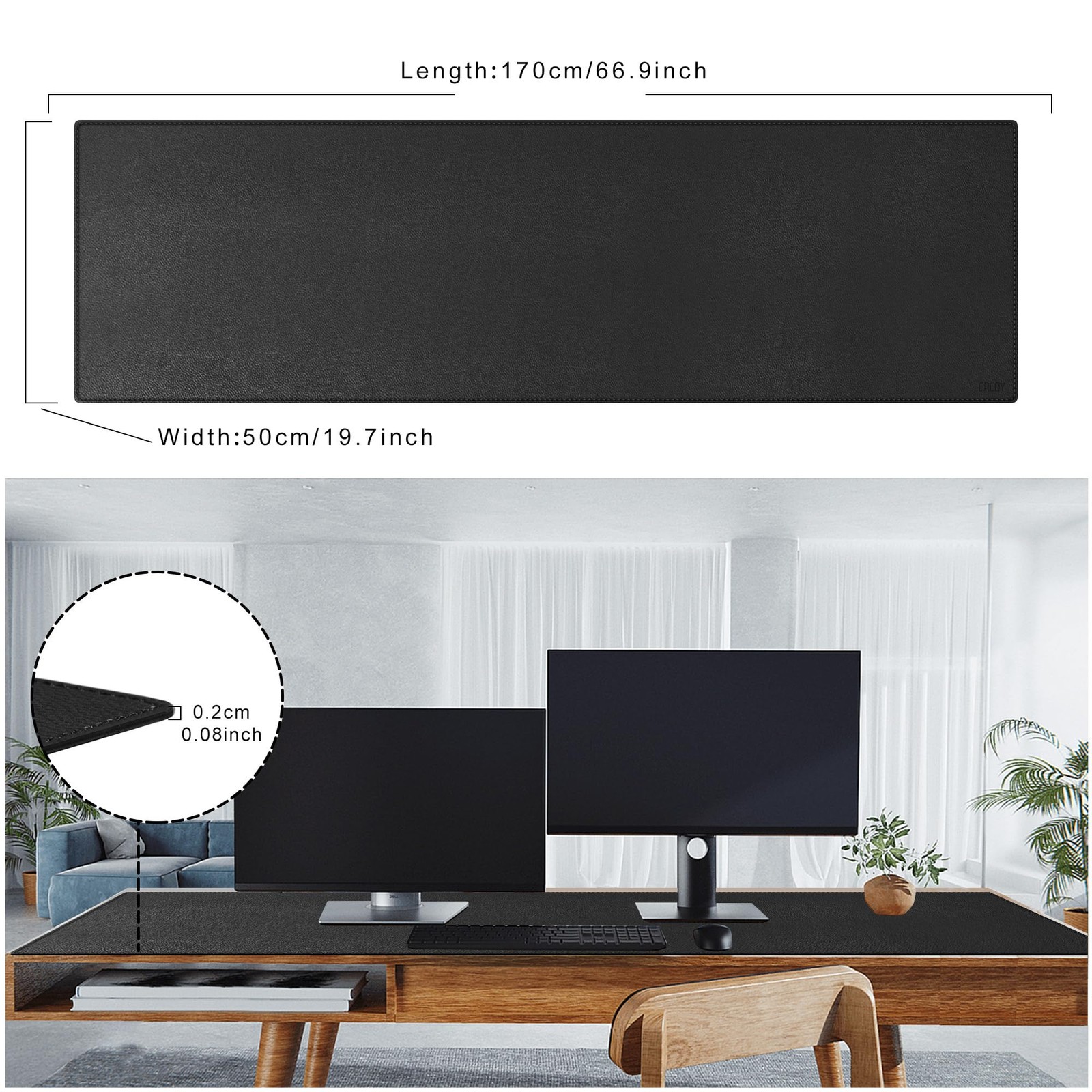 Cacoy 67 X 20 Leather Desk Mat Extended Pu Leather Desk Pad Protector Large