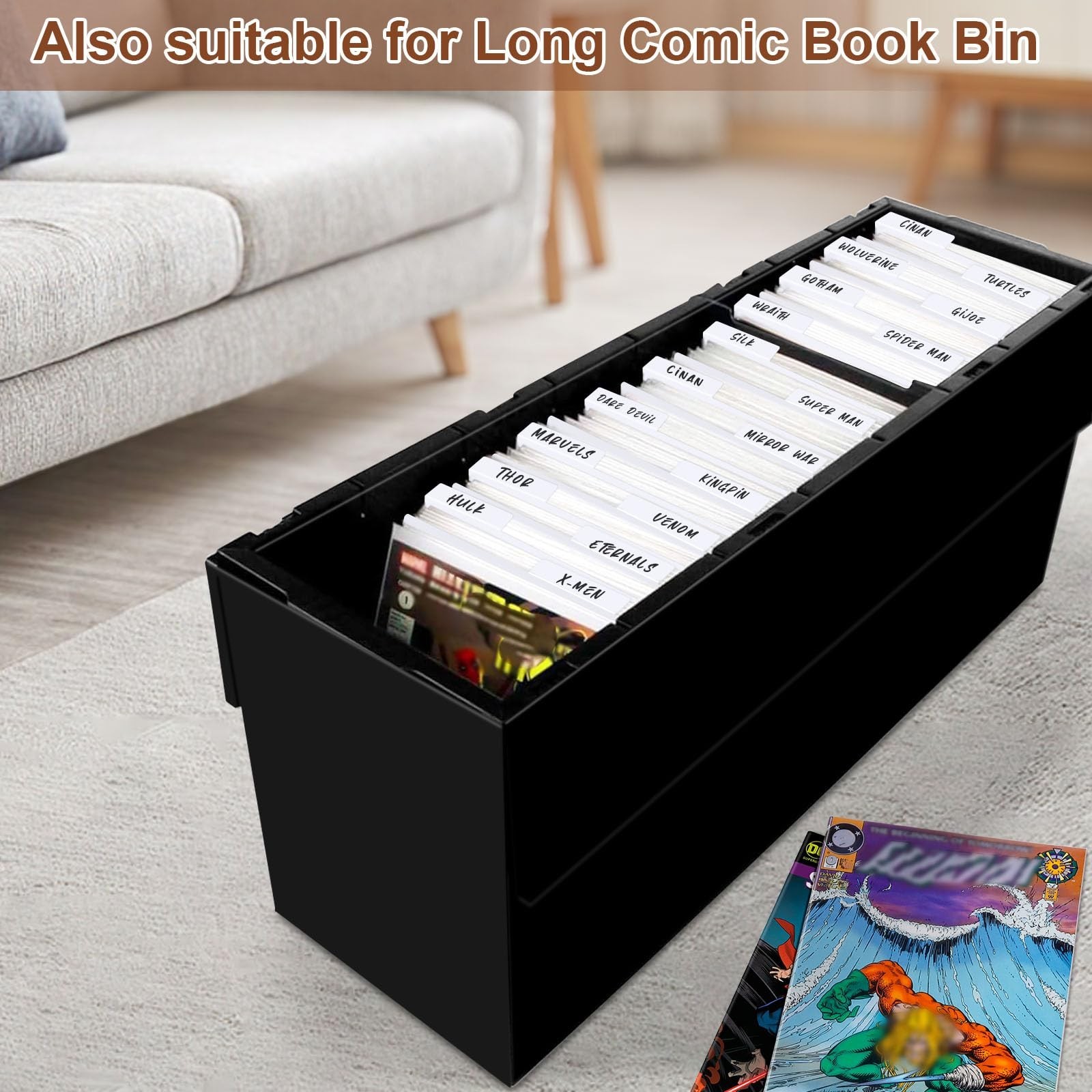 25 Pack Cardboard Comic Book Dividers with Tabs, Storage Box Organizers