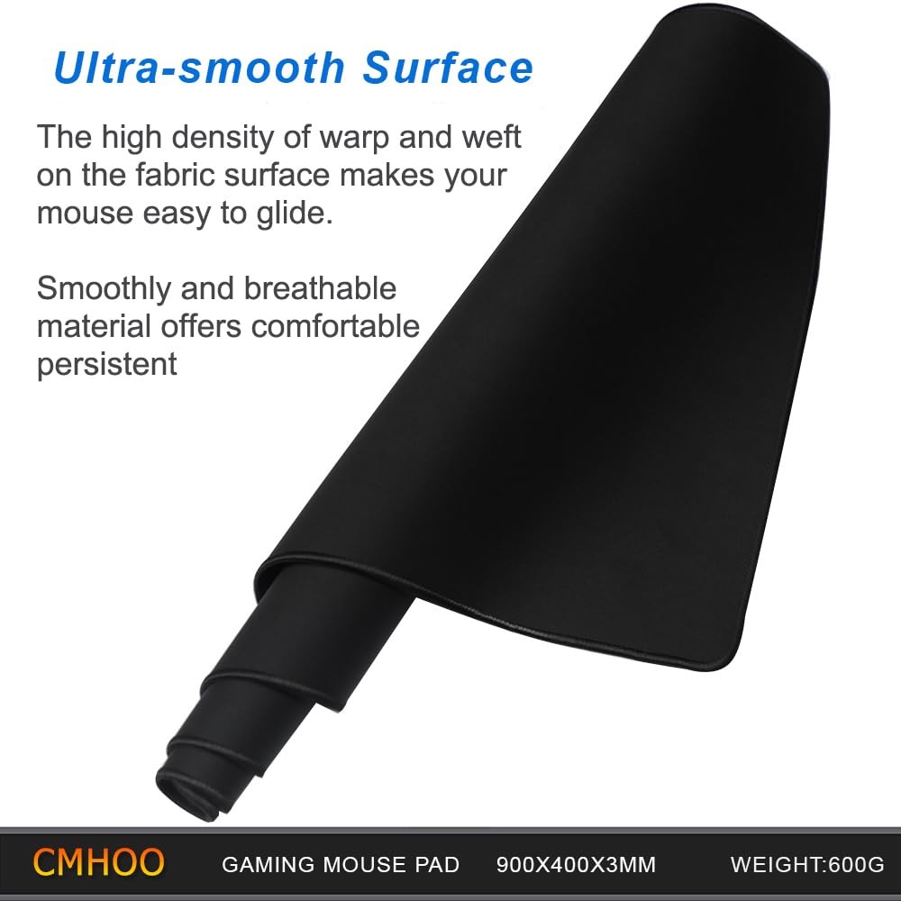 Cmhoo XXL Professional Large Mouse Pad & 35.4×15.7×0.1IN, 90×40 Black