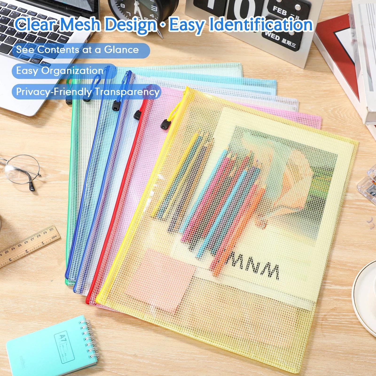 Zhehao 100 Pcs B4 Mesh Zipper Pouch Bag Bulk Mesh Pouch Zipper Waterproof Clear