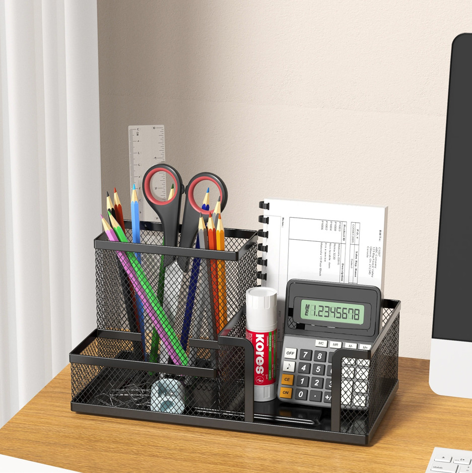 1pc Mesh Desk Organizer 3 Compartment Pencil Holder Office Storage – NEW
