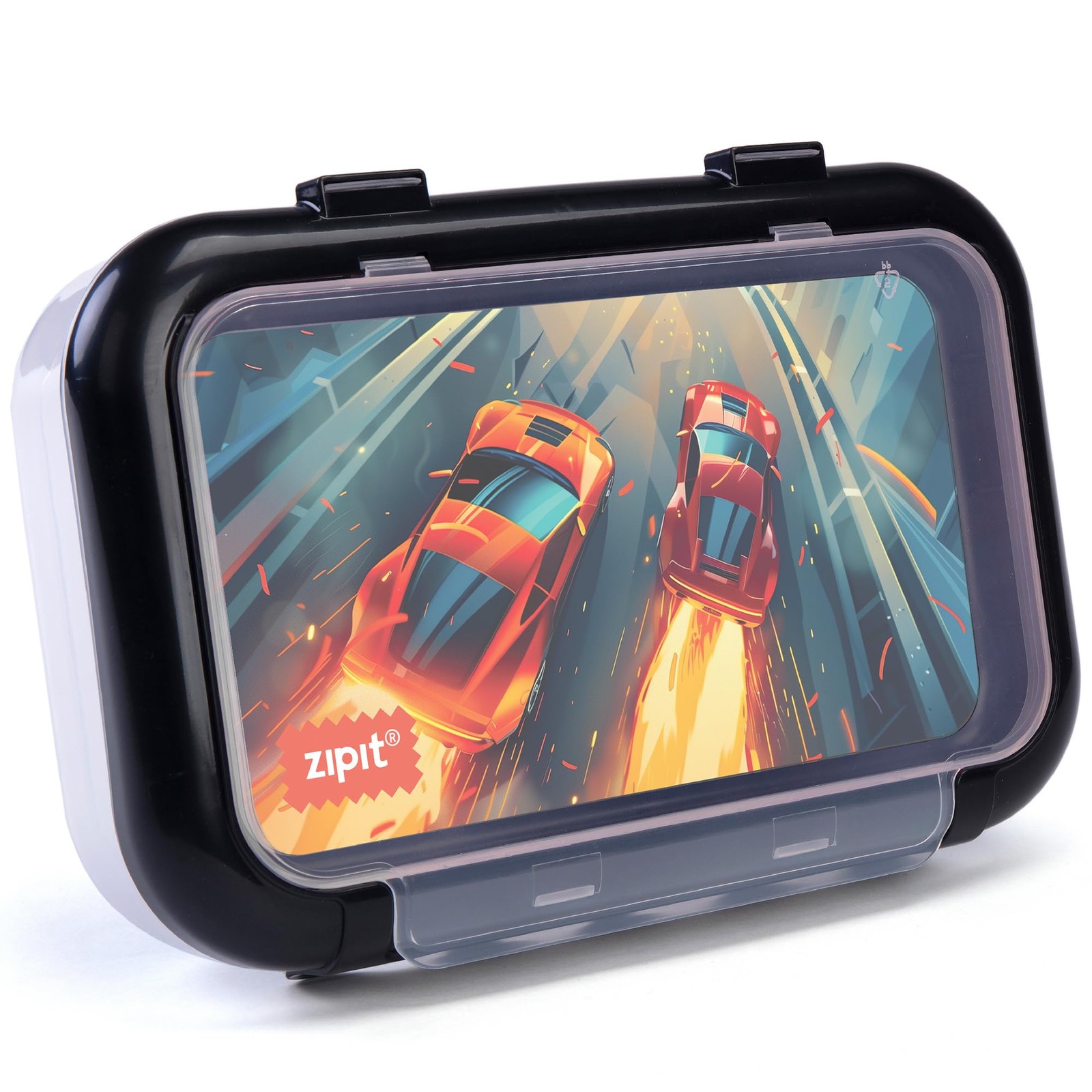 : 2 Compartment Recycled Box – Car Race – Large Capacity Pencil Case, Plastic…