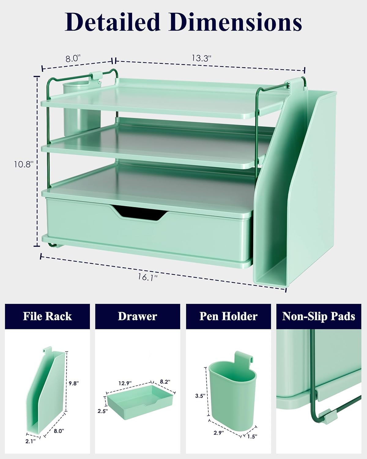 Desk Organizer – 4-Tier Office Desk Accessories with Drawer ＆ Pen Holder, Tool-F