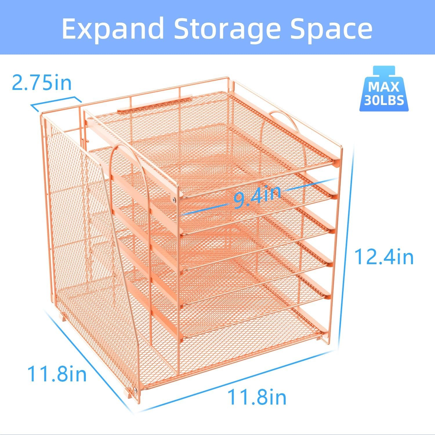 gianotter Desk Organizers and Accessories, 6-Tier Paper Organizer Rose Gold