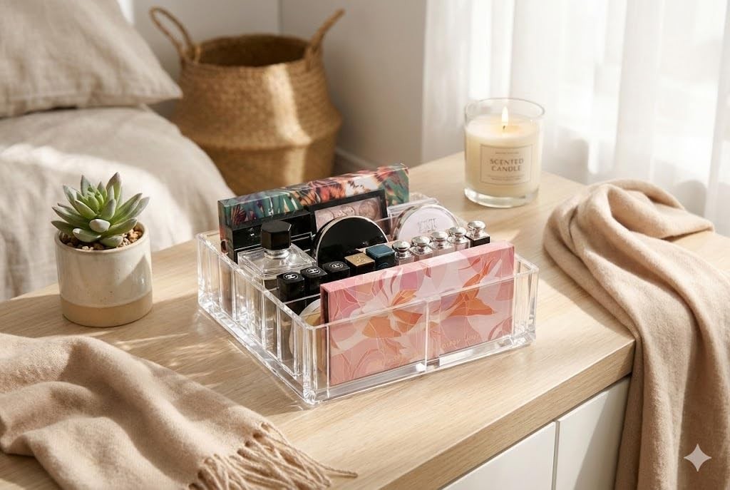 Makeup Organizer for Eyeshadow Palette Organizer, 8 Section Clear