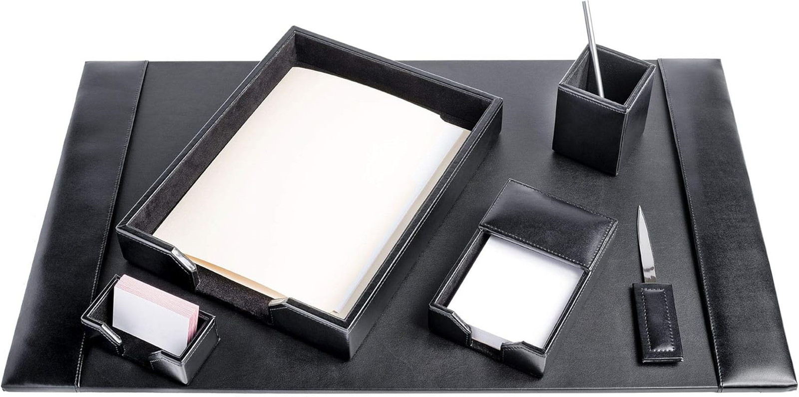 Bonded Leather Desk Set – Luxury Leather Desk Pad & Desk Organization Essentials