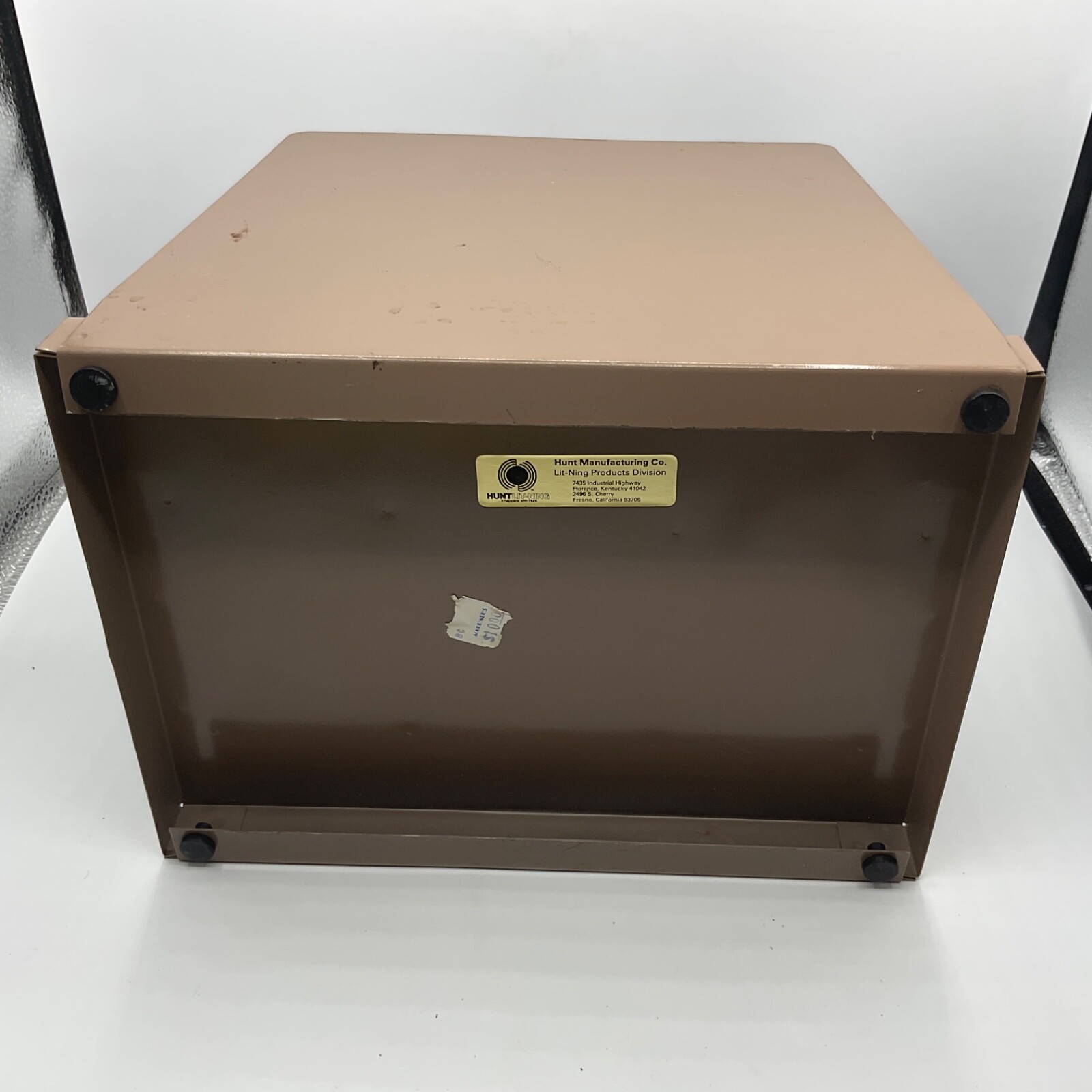 Vintage File Desk Top Organizer Hunt Metal 4 Slot Letter Mail Office Brown Color