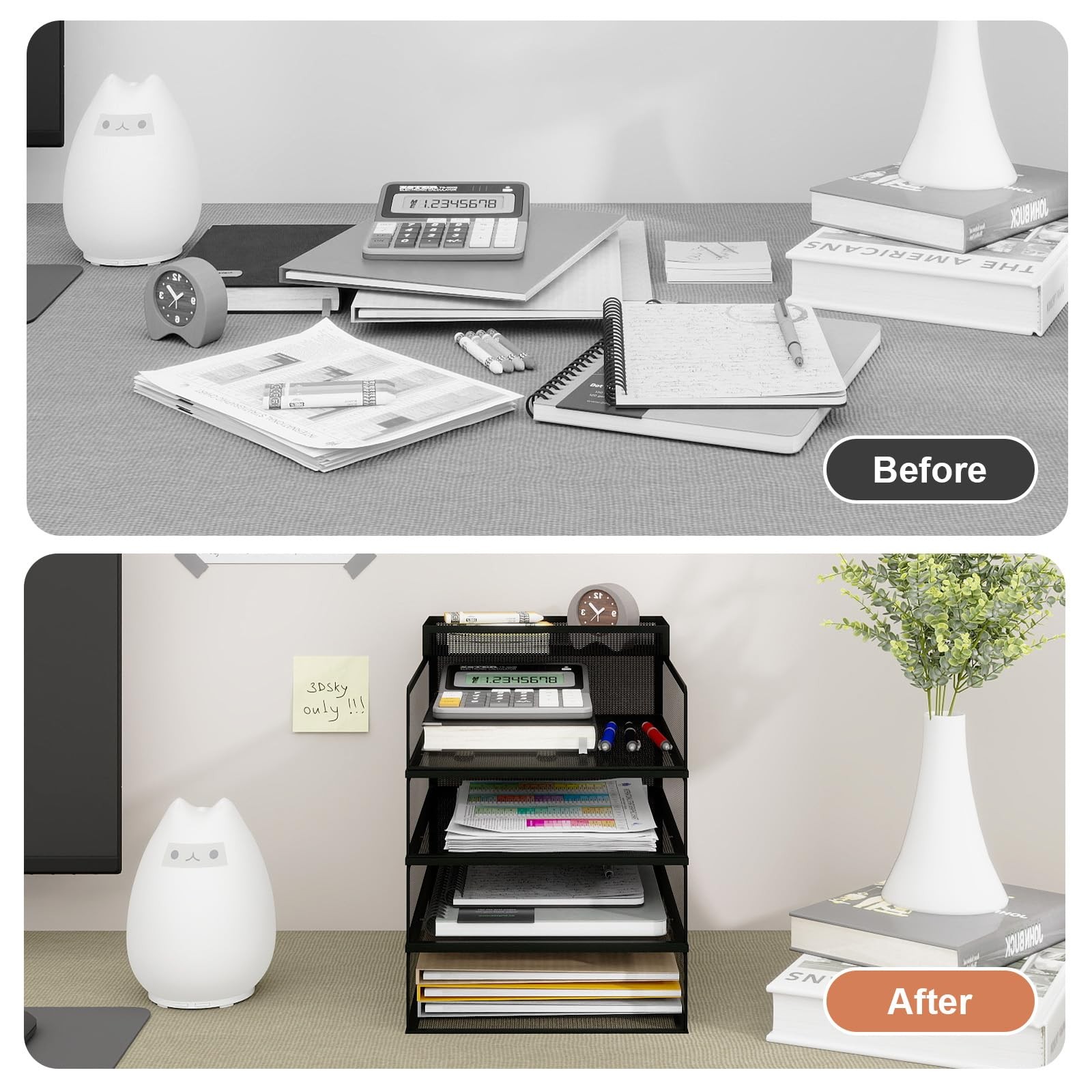 4 Tier Stackable Trays for Letter Documents, Desktop File Organizers for Offi…