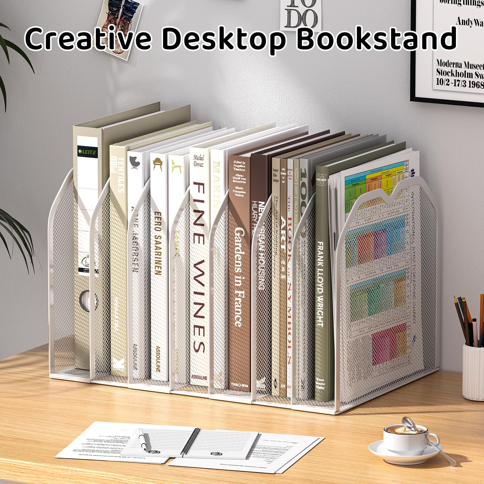 Vertical File Folder Organizer Desk Metal Desktop Rack Letter A4 7 Section
