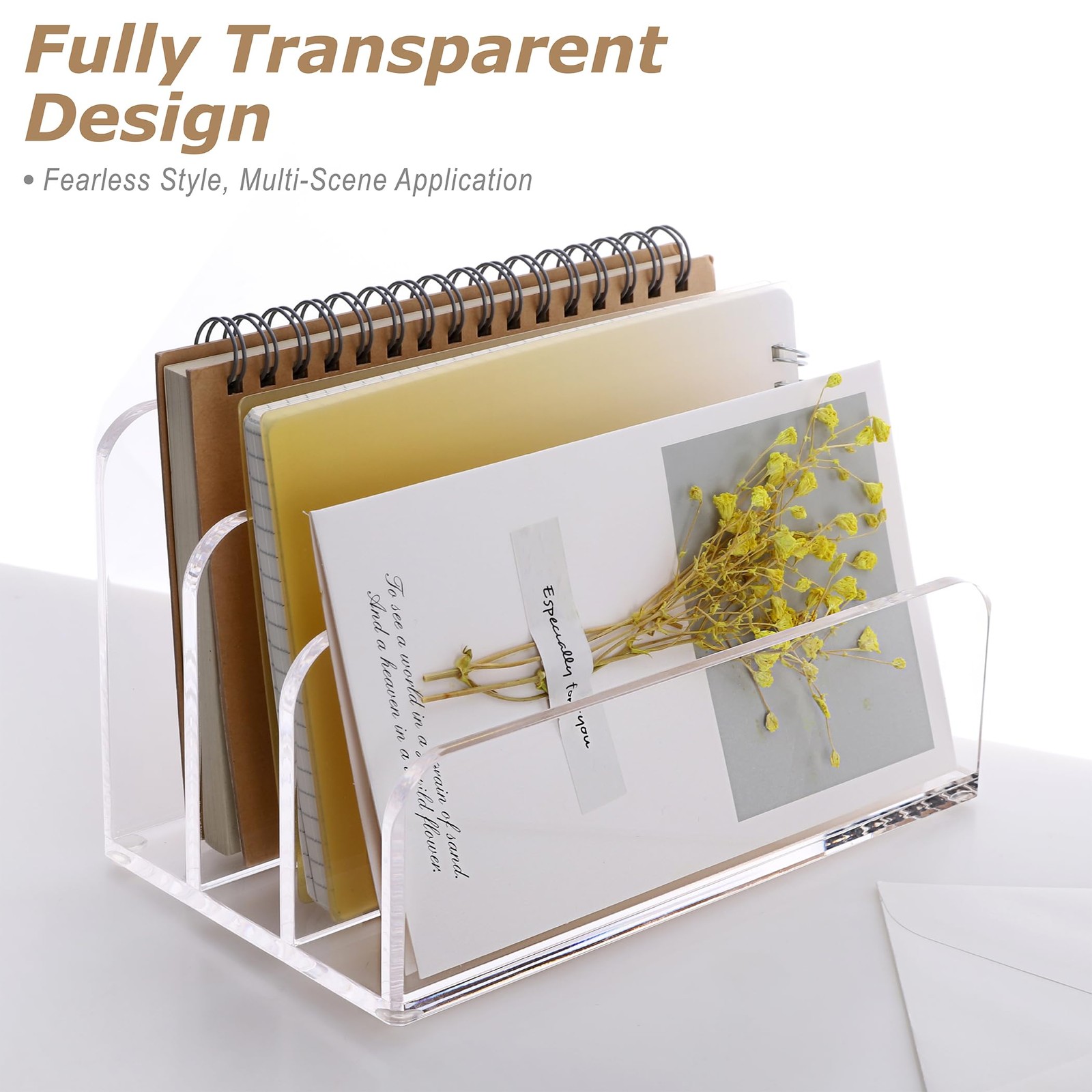 Acrylic File Mail Desktop Organizer Sorters Compartments Clear Letter Rack
