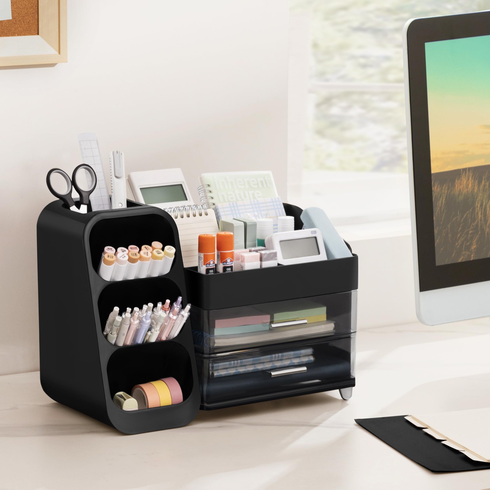HBlife Desk Organizer with Pen Pencil Holder for Desk, Black