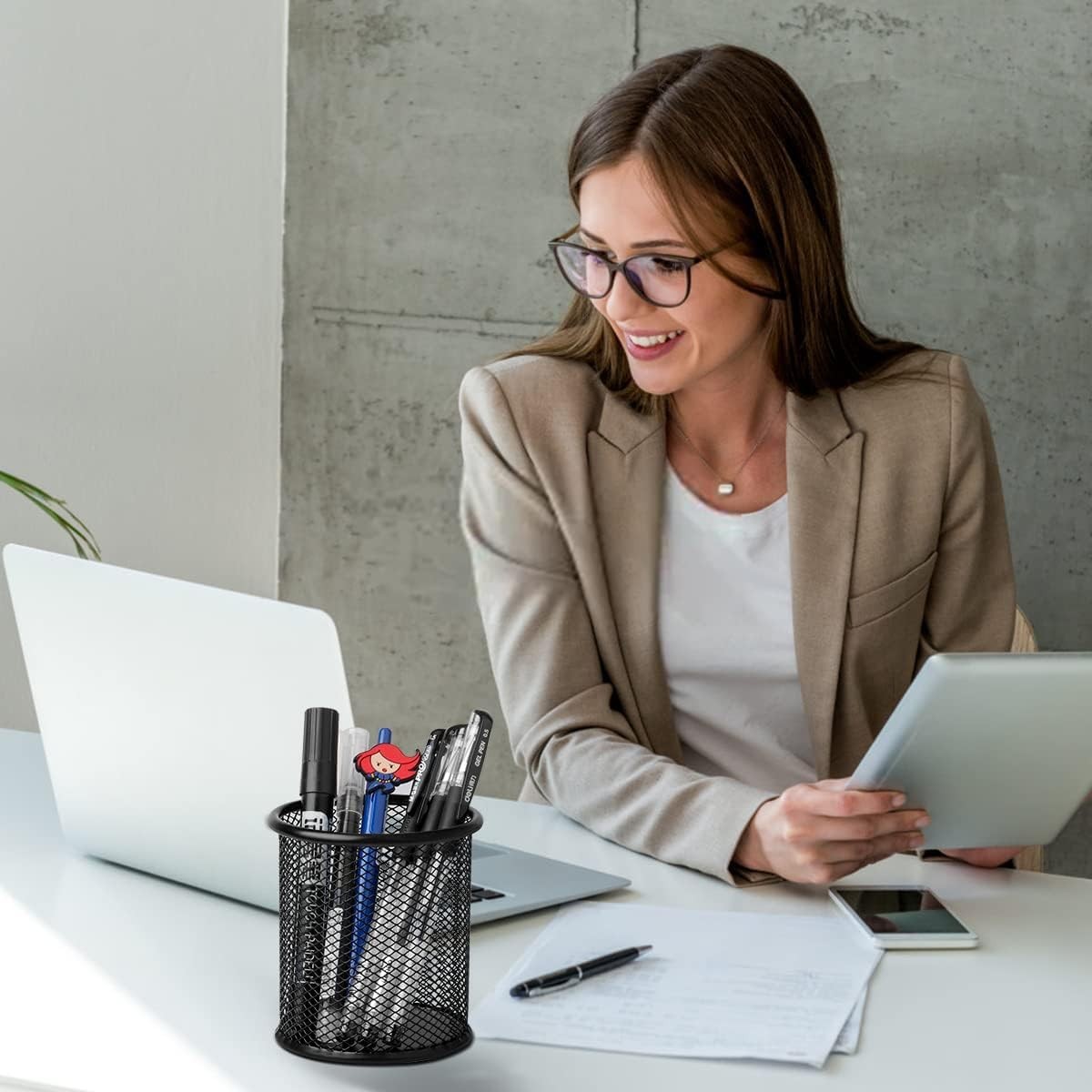 Mesh Metal Pen Holder Desk Organizer Pencil Cup 2 Pack