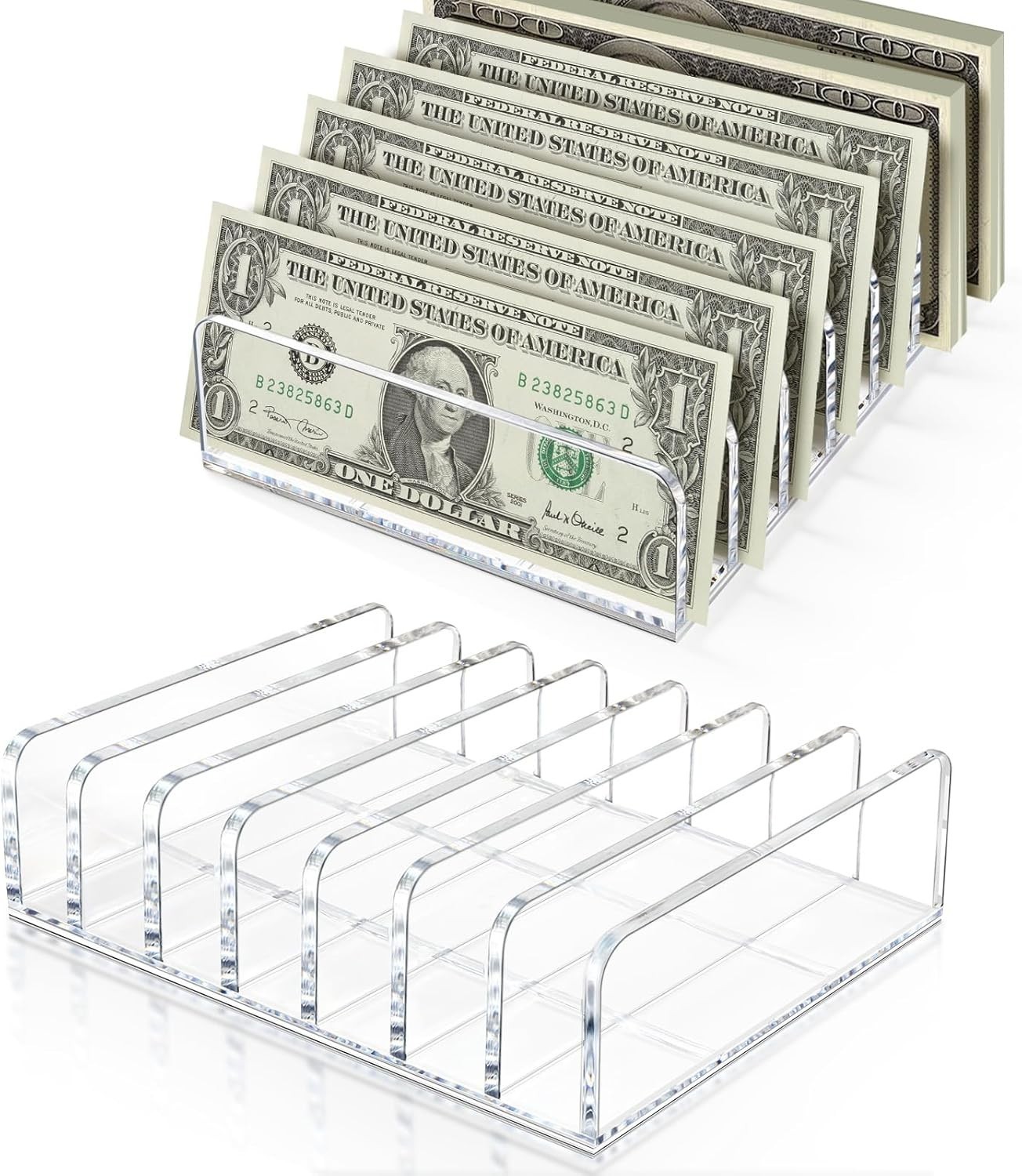 2 Packs Acrylic Mail Organizer 7 Slots Cash Tray for Desk – 7 Slots File Organiz