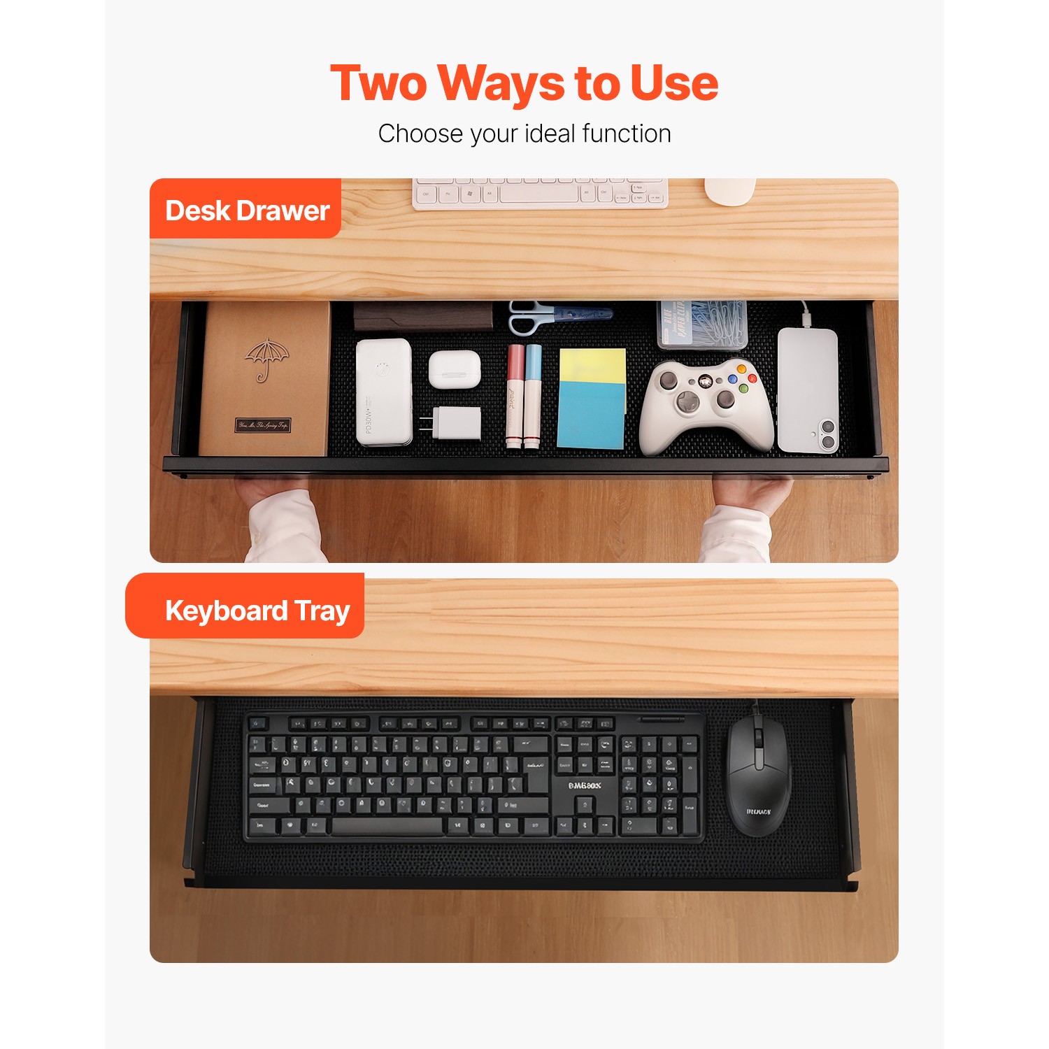 Uimoso 33-inch Slide-Out Under Desk Drawer Organizer for Home or Office Use