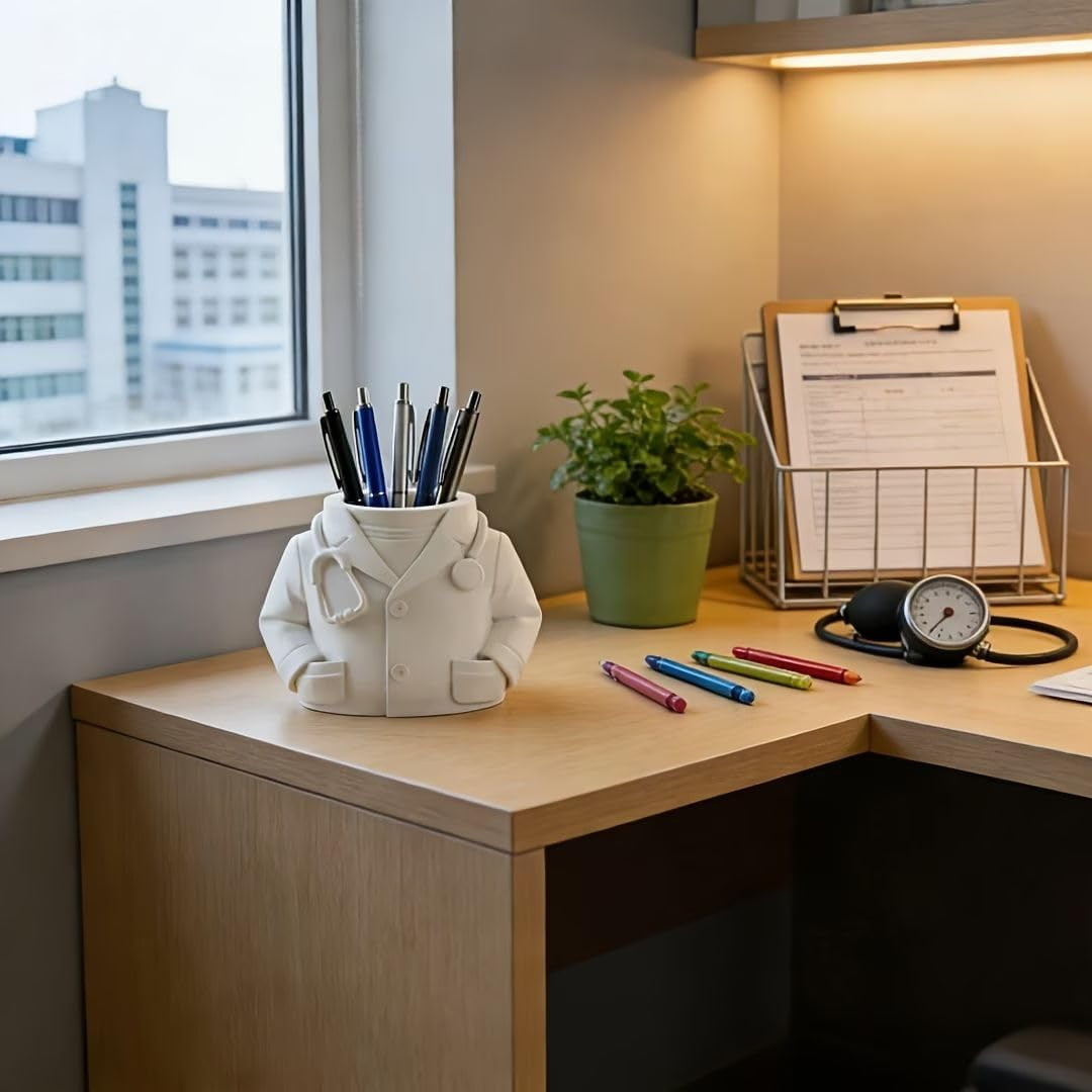 Creative Desk Organizer,Doctor’S Coat-Shaped Pencil Pen Holder,Desk Organizers S