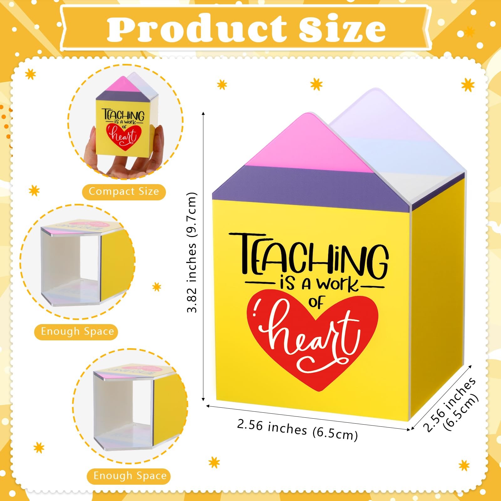 10 Pcs Back to Teacher Gifts Inspirational Acrylic Pen Holders, Pencil Shaped…