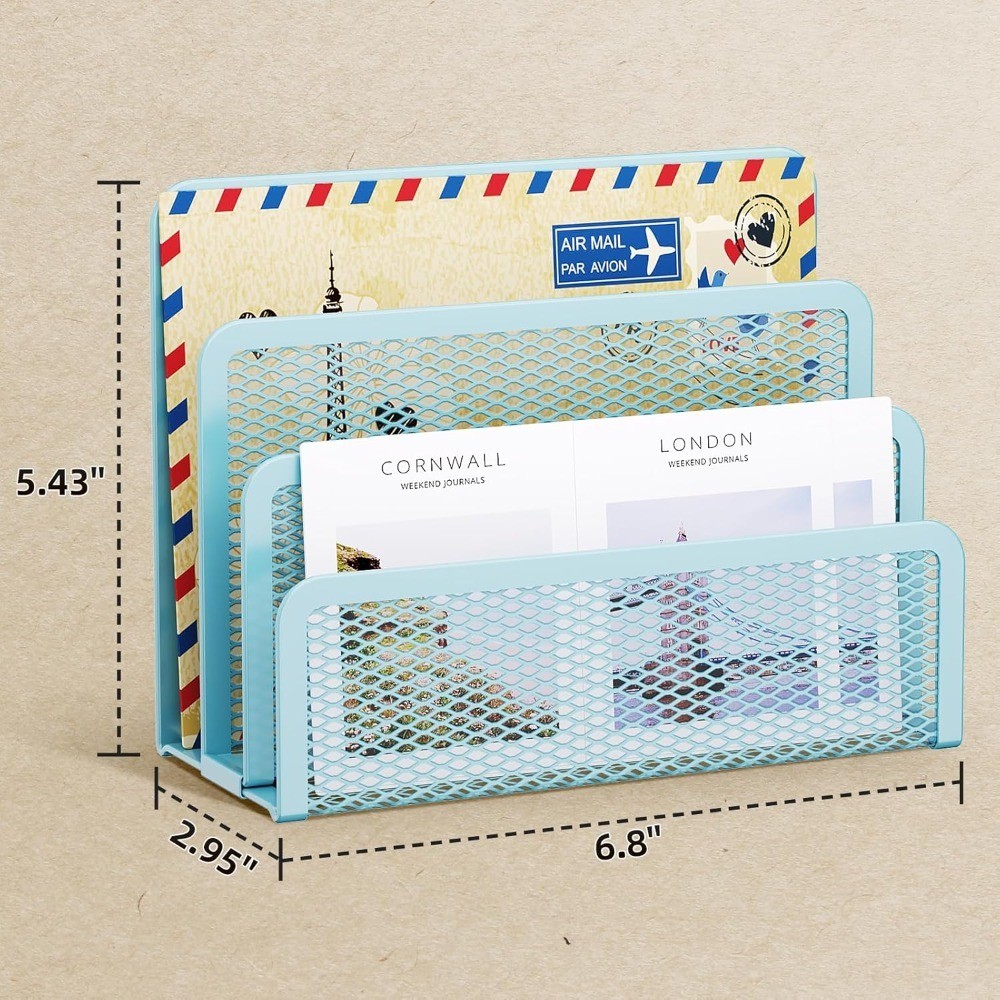 Mesh Metal Mail Holder for Desk 3-Slot Countertop Letter Organizer Office