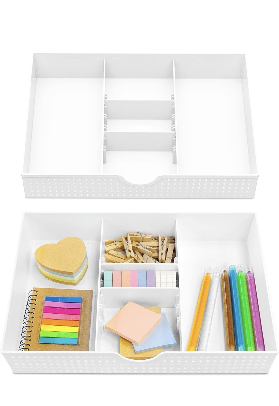 (Lot Of 2) 3 Slot Drawer Organizer Two Adjustable Dividers -2pcs Each(total 4)