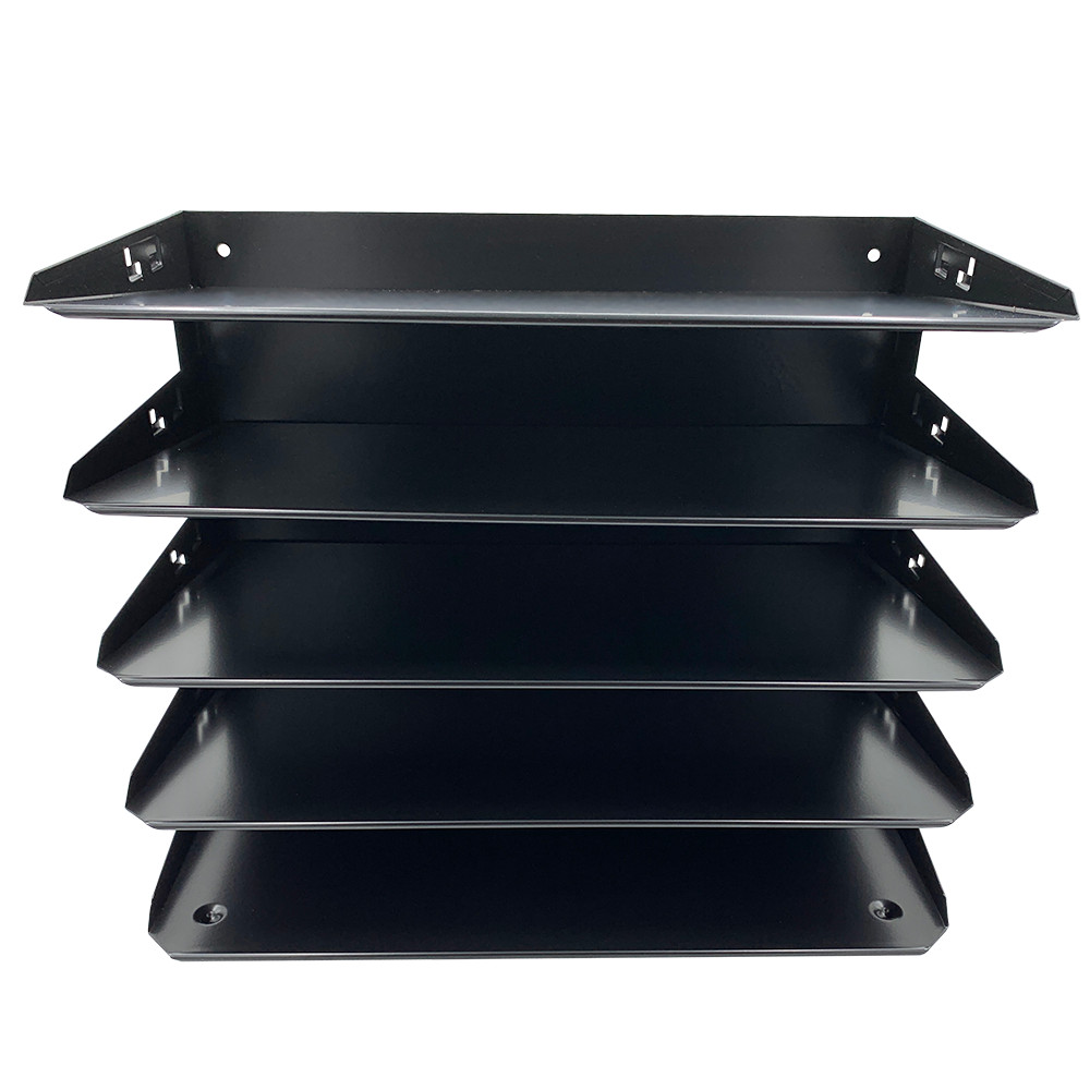 Huron Horizontal 5 Legal Slot Steel Desk Organizer Black HASZ0161