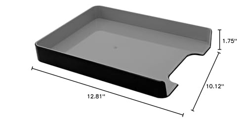Stylish Black Paper Tray Organizer for Desk A4 Letter Size Durable Polystyrene