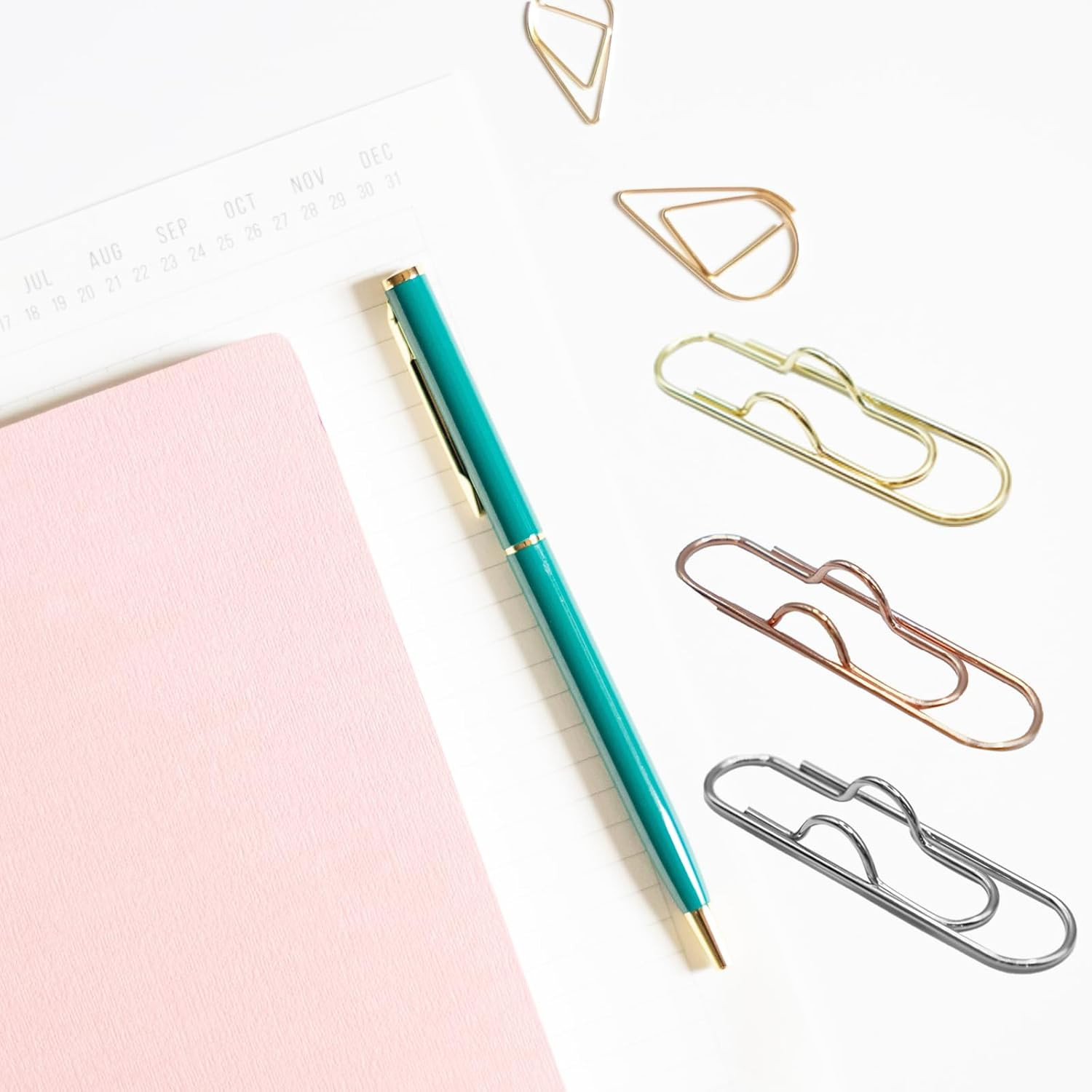 Multifunctional Pen Clips,20Pcs Portable Metal Paper Clips Large Size Office Sch