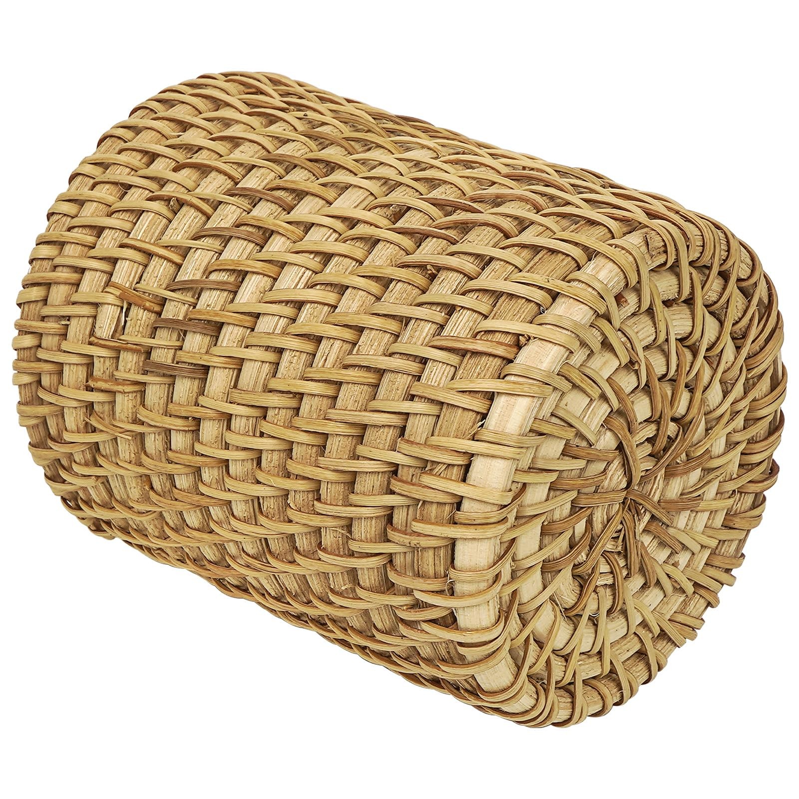 Wicker Rattan Pencil Holder, Cylindrical Desk Organizer Cup, Natural Brown, f…