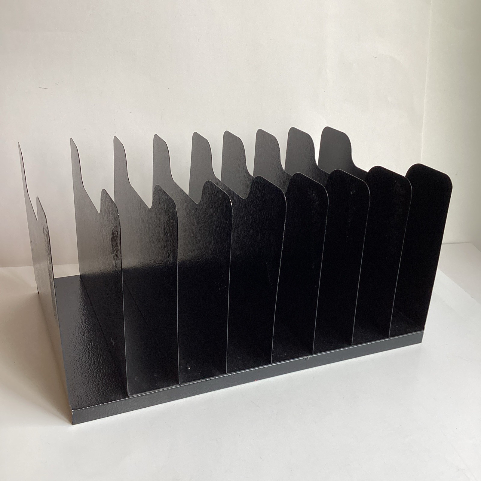 Vintage BUDDY Metal Industrial Vertical File Organizer Sorter Desk Wall Black