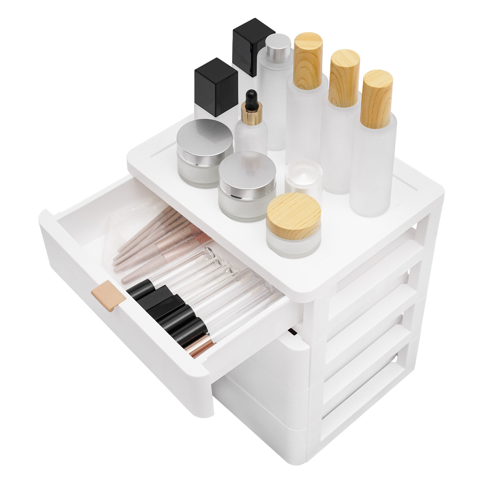 Modern Desktop Storage Box Drawer Organizer Desk Organizer with Drawer White NEW