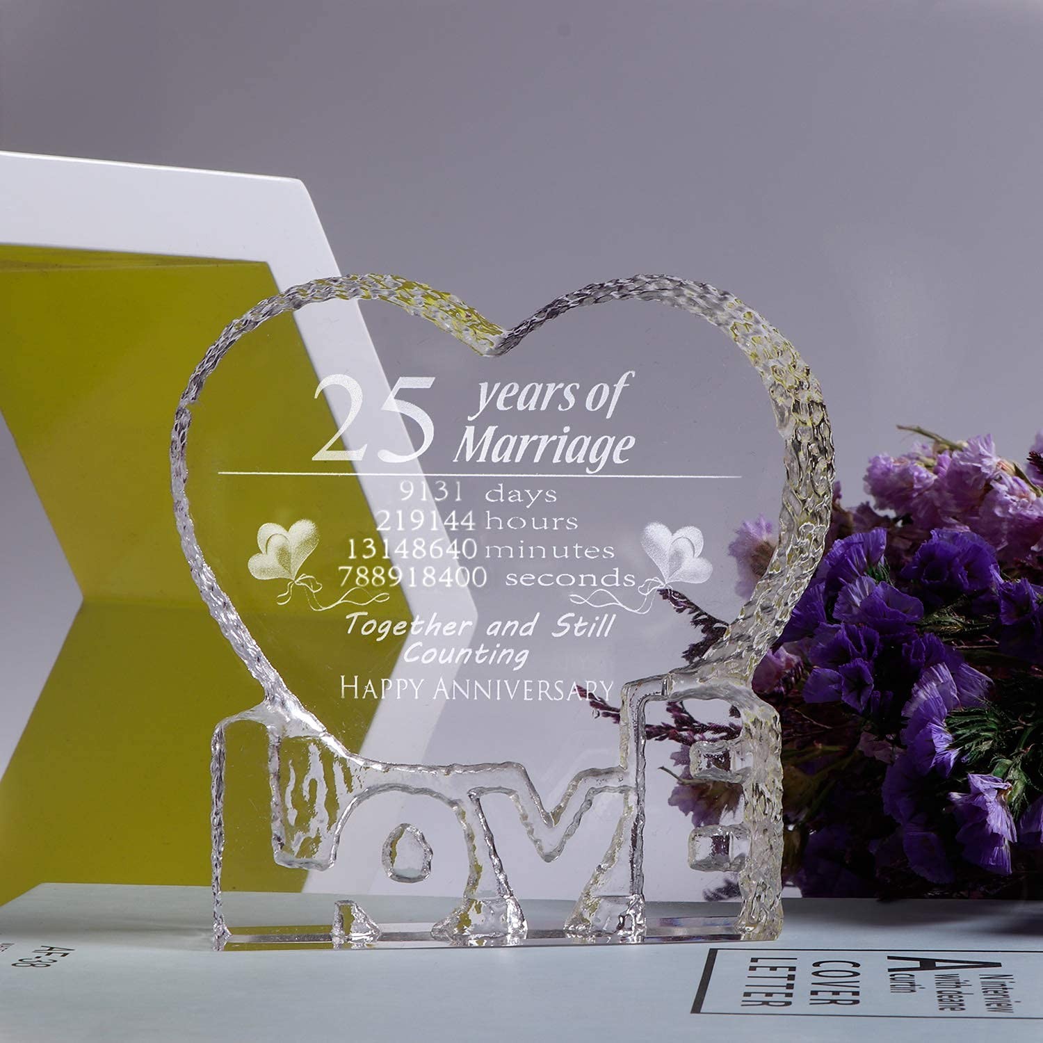 Ywhl 25 Year Marriage 25Th Wedding Anniversary Crystal Paperweight Keepsake