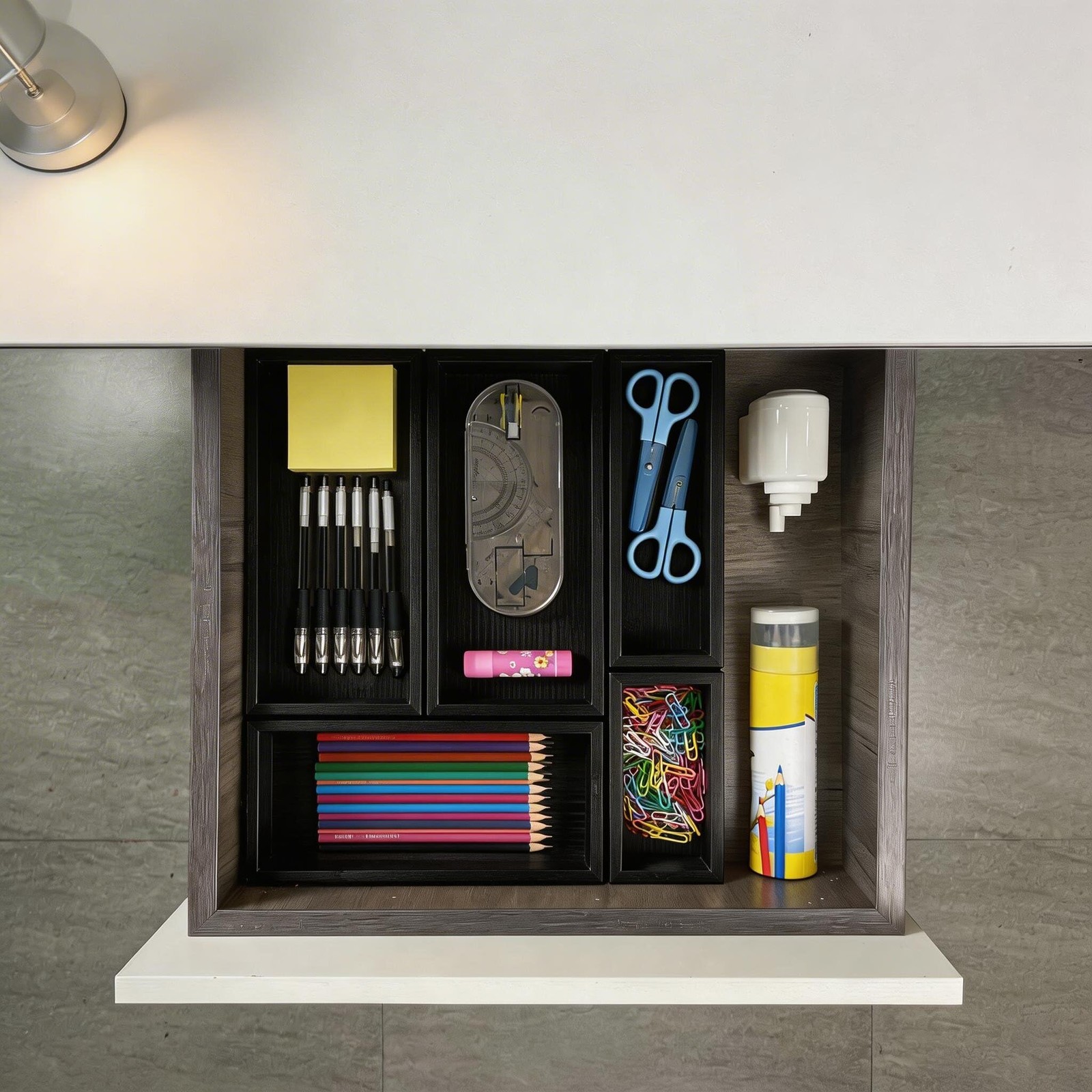 Teicui bamboo drawer organizer Set,expandable 1 X 5PCS Black