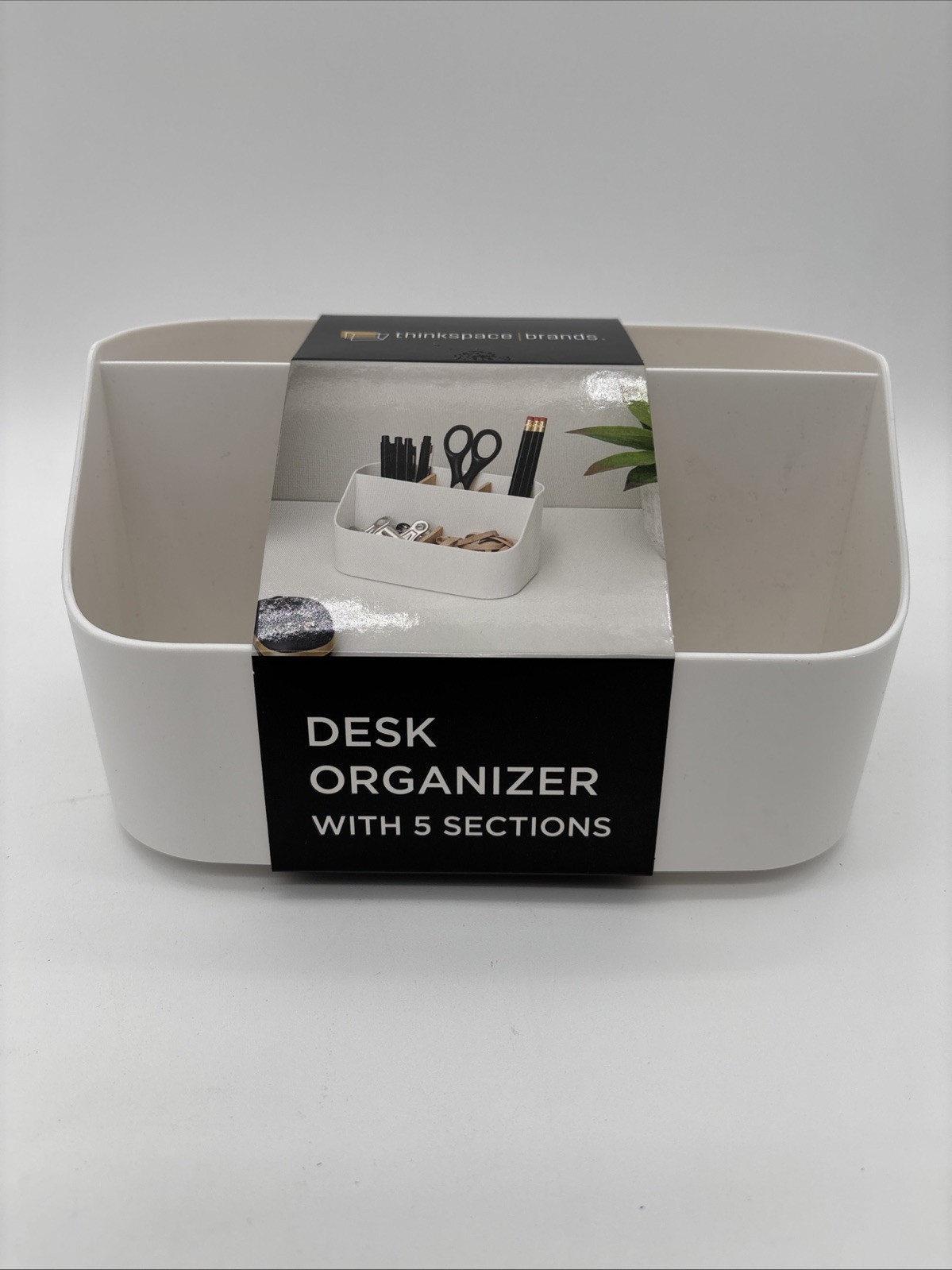 Thinkspace Desk Organizer 5 Compartment Storage White 7.5″x 4.5″x 4.1″, NEW