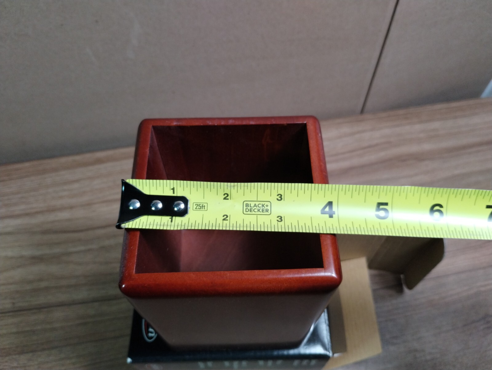 new vintage ELDON SOLID WOOD jumbo PENCIL HOLDER nos MAHOGANY finish EXPRESSIONS