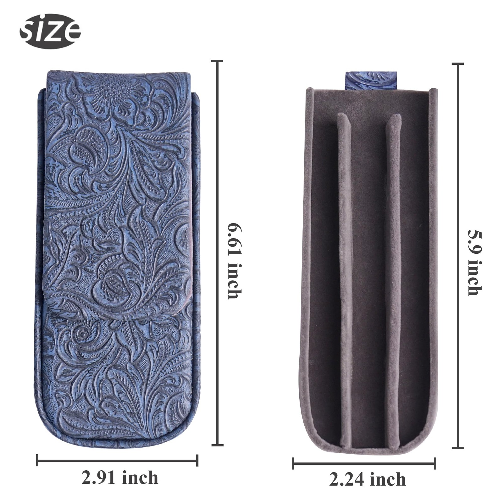 Leather Triple Pen Case Pencil Pouch Holder for Three Fountain Ballpoint Roll…
