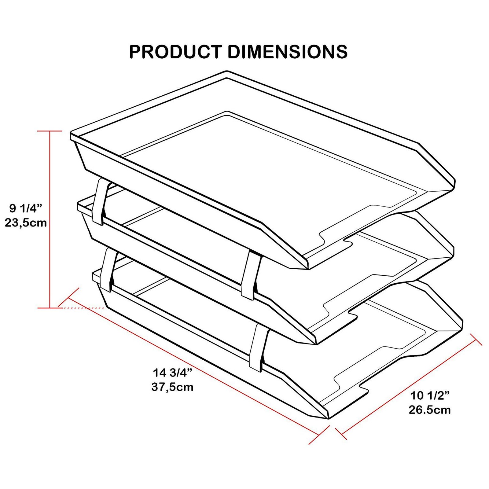 3 Tier Letter Tray Front Load Letter Size A4 Desktop File Organizer Clear